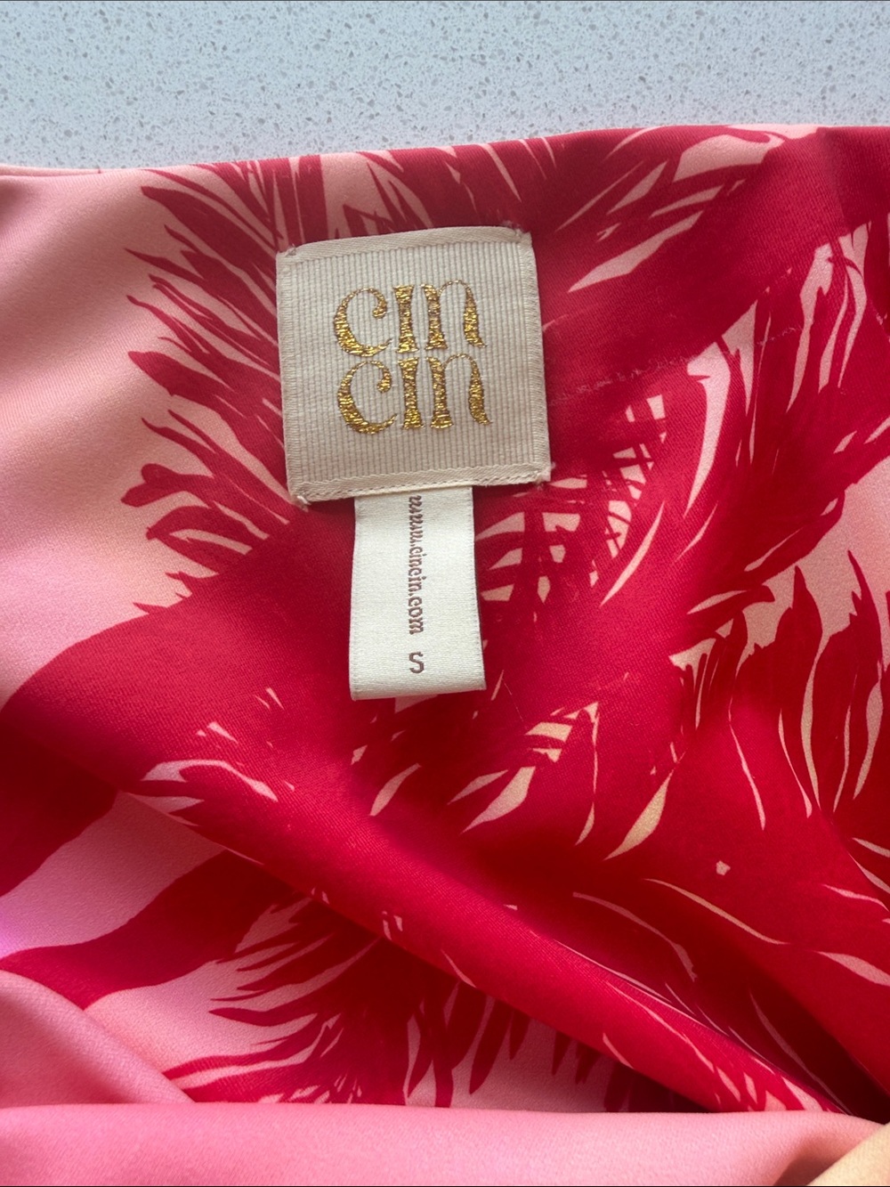 Pink Tropical Print Mini Dress - Strap Tie Detail - Picture 2 of 5